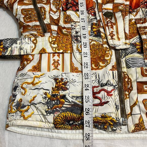 Rare Emmegi Austria Vtg Dragon Print Ski Jacket Size S 90s Maximalist Baroque - Picture 14 of 16